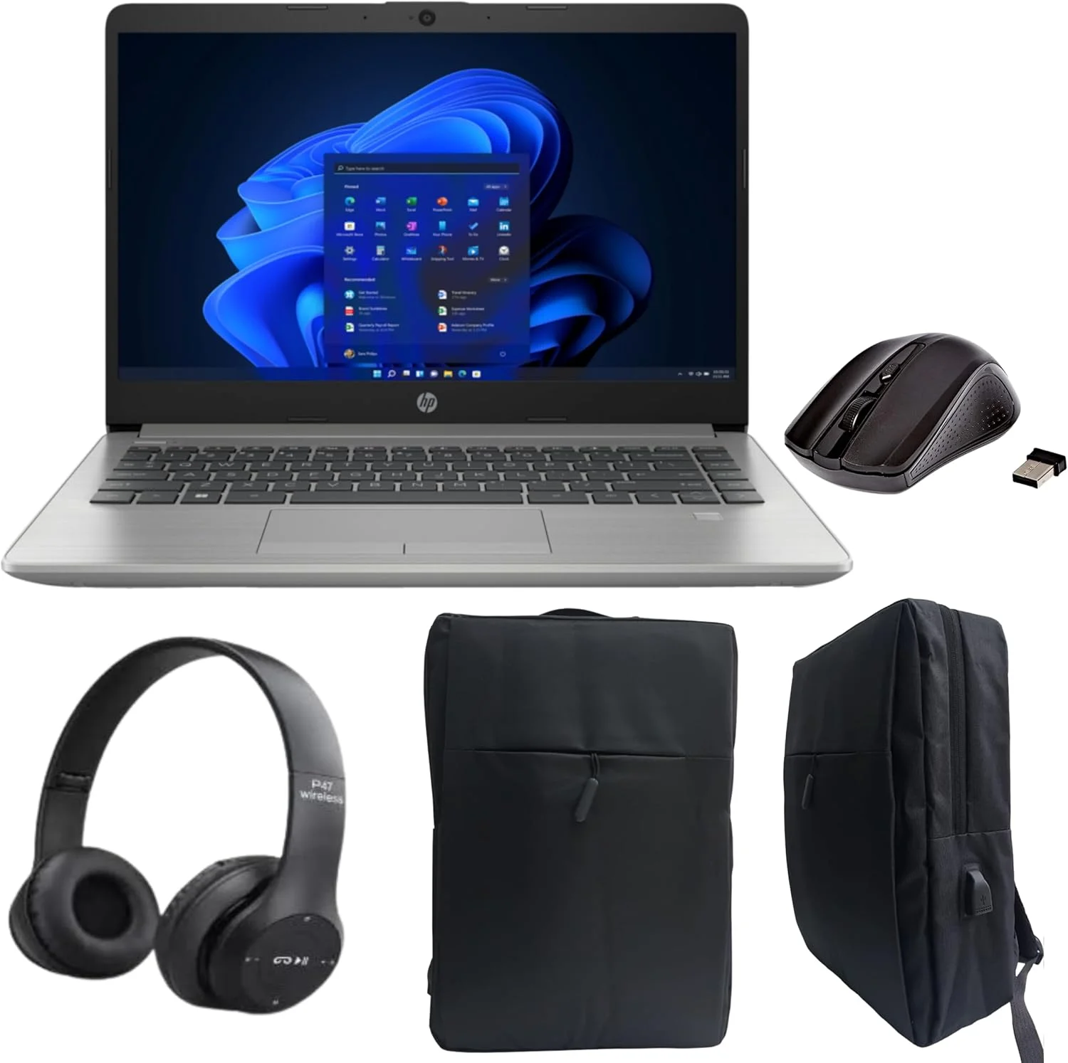 جدیدترین لپ تاپ HP 240 G9 با صفحه نمایش 14 اینچی HD، پردازنده Intel Core i3-1215U | رم 8 گیگابایتی DDR4 | حافظه SSD NVMe M.2 512 گیگابایتی | گرافیک Intel UHD | کیبورد با نور پس زمینه | ویندوز 11 به همراه کیف لپ تاپ، ماوس بی سیم و هدفون بلوتوث رایگان