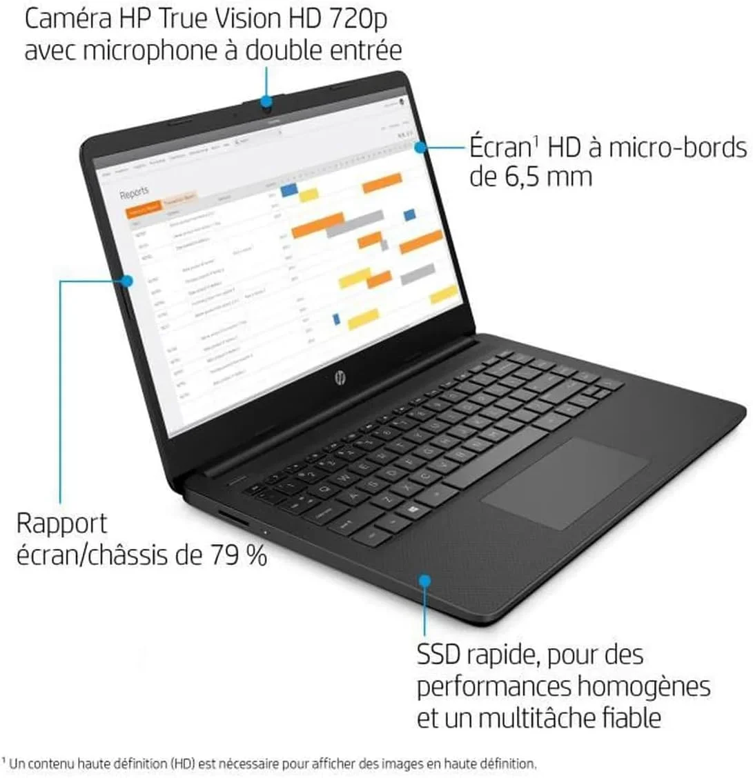 جدیدترین لپ تاپ HP 14 مدل 2023 با صفحه نمایش 14 اینچی HD، پردازنده نسل دوازدهم Core i5-1235U، رم 8 گیگابایتی DDR4، حافظه SSD 512 گیگابایتی، گرافیک Intel Iris XE، ویندوز 10 به همراه کیف + ماوس بی سیم + هدفون بلوتوث، مشکی جت، 35.6 سانتی متر (S7187366)