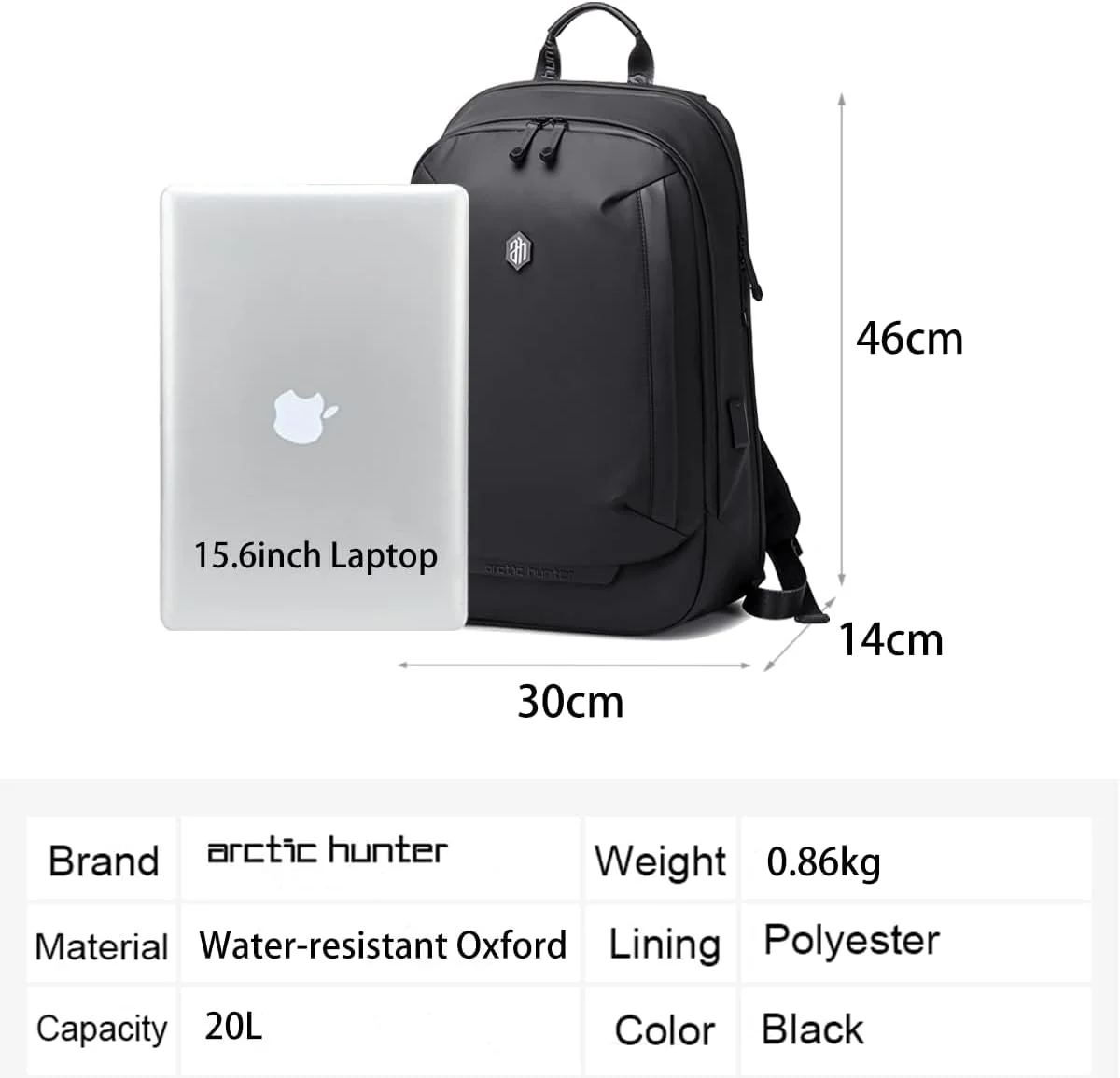 کوله پشتی لپ تاپ 15.6 اینچی Arctic Hunter با محفظه تبلت، کوله پشتی شیک مردانه با پورت شارژ USB، کوله پشتی سبک وزن دانشجویی، جیب های متعدد، ضد آب و ضد سرقت کوله پشتی لپ تاپ 15.6 اینچی Arctic Hunter با محفظه تبلت، کوله پشتی شیک مردانه با پورت شارژ USB، کوله پشتی سبک وزن دانشجویی، جیب های متعدد، ضد آب و ضد سرقت