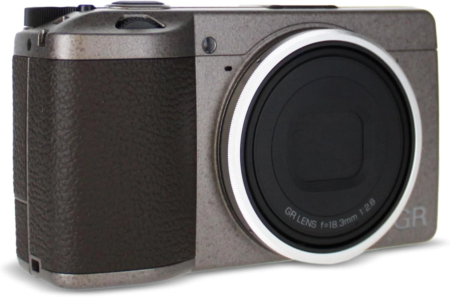 دوربین دیجیتال کامپکت Ricoh GR III Diary Edition، بدنه خاکستری گرم متالیک با دسته قهوه ای تیره و حلقه نقره ای، با سنسور CMOS APS-C 24 مگاپیکسلی، لنز 28 میلی متری F2.8 GR (معادل فرمت 35 میلی متری) دوربین دیجیتال کامپکت Ricoh GR III Diary Edition، بدنه خاکستری گرم متالیک با دسته قهوه ای تیره و حلقه نقره ای، با سنسور CMOS APS-C 24 مگاپیکسلی، لنز 28 میلی متری F2.8 GR (معادل فرمت 35 میلی متری)