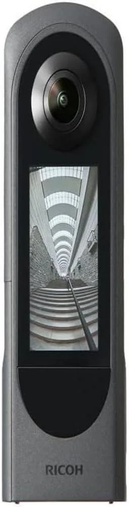 دوربین 360 درجه ریکو THETA X، تصویر با رزولوشن بالا تقریباً 60 مگاپیکسل، 5.7K 360، صفحه لمسی، باتری قابل تعویض، کارت حافظه خارجی، خاکستری، 910840، ریکو تتا X