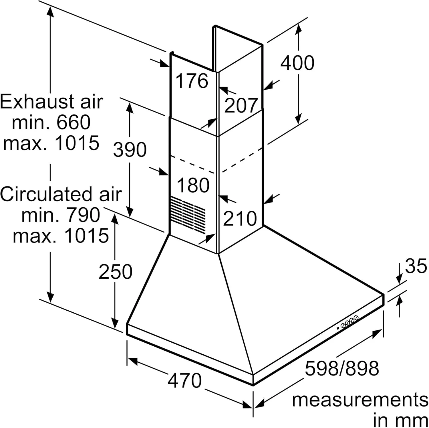 هود آشپزخانه دیواری سری 2 بوش 60 سانتی متر، استیل ضد زنگ DWP64CC50M با حداقل 1 سال گارانتی سازنده