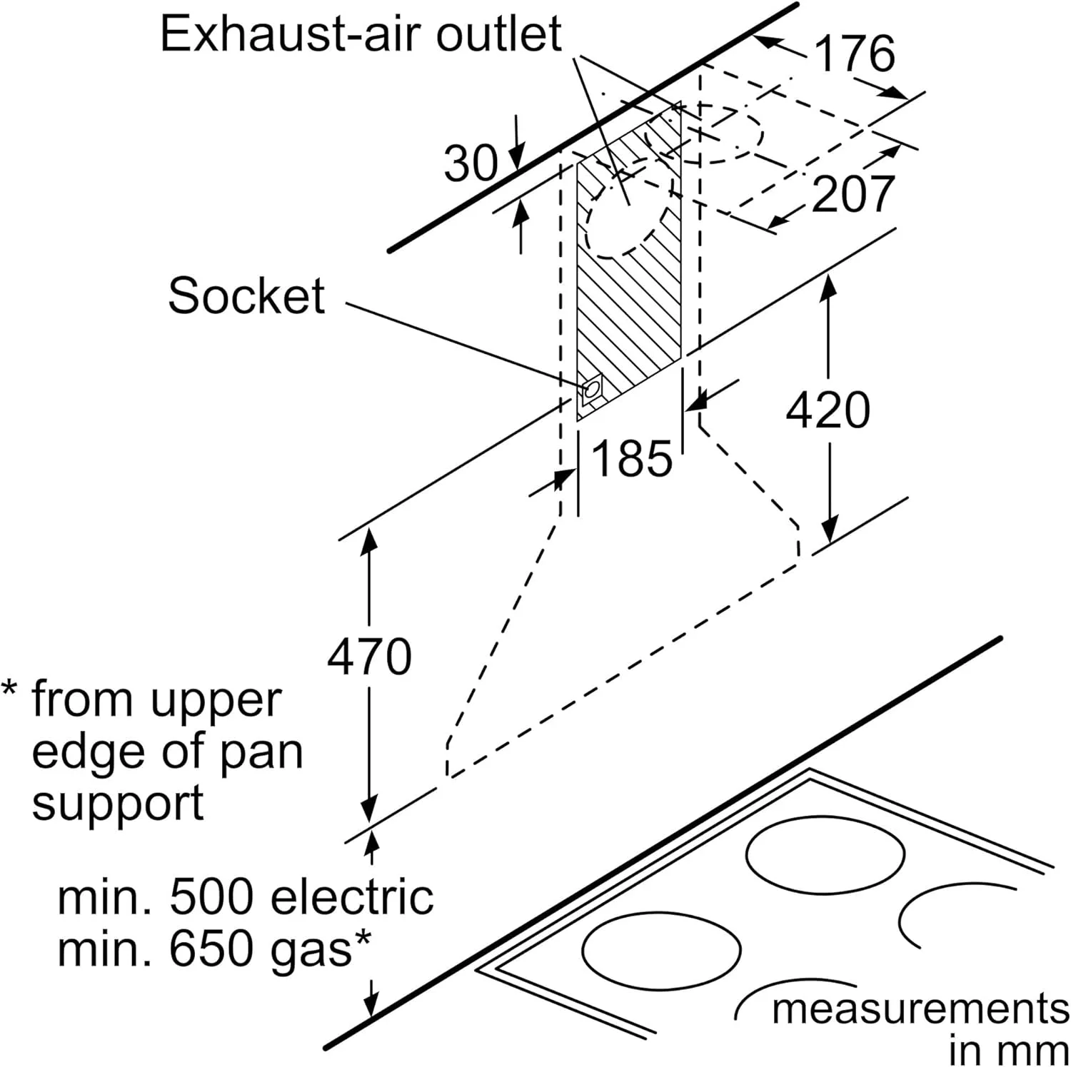 هود آشپزخانه دیواری سری 2 بوش 60 سانتی متر، استیل ضد زنگ DWP64CC50M با حداقل 1 سال گارانتی سازنده