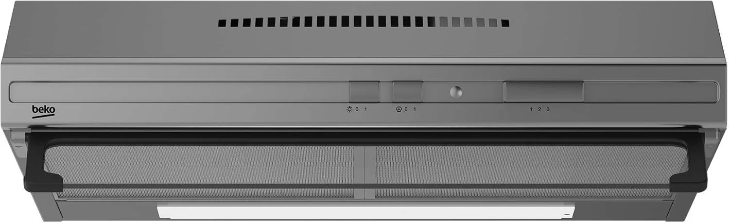 هود تهویه بکو مدل CFB6433XH با عرض 60 سانتی متر، ظرفیت 450 متر مکعب در ساعت، قابلیت استفاده به صورت کانالی یا بازچرخانی هوا، "حداقل 1 سال گارانتی تولید کننده"