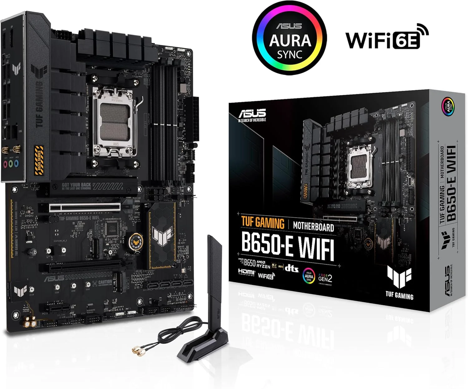 مادربرد ایسوس TUF Gaming B650-E WIFI AMD B650 AM5 DDR5 8000 DP HDMI 3x M2 USB3.2 WiFi 6E + BT AURA RGB 2.5Gbit LAN ATX ASUS TUF PROTECTION, ASUS Q-Design, Armoury Crate