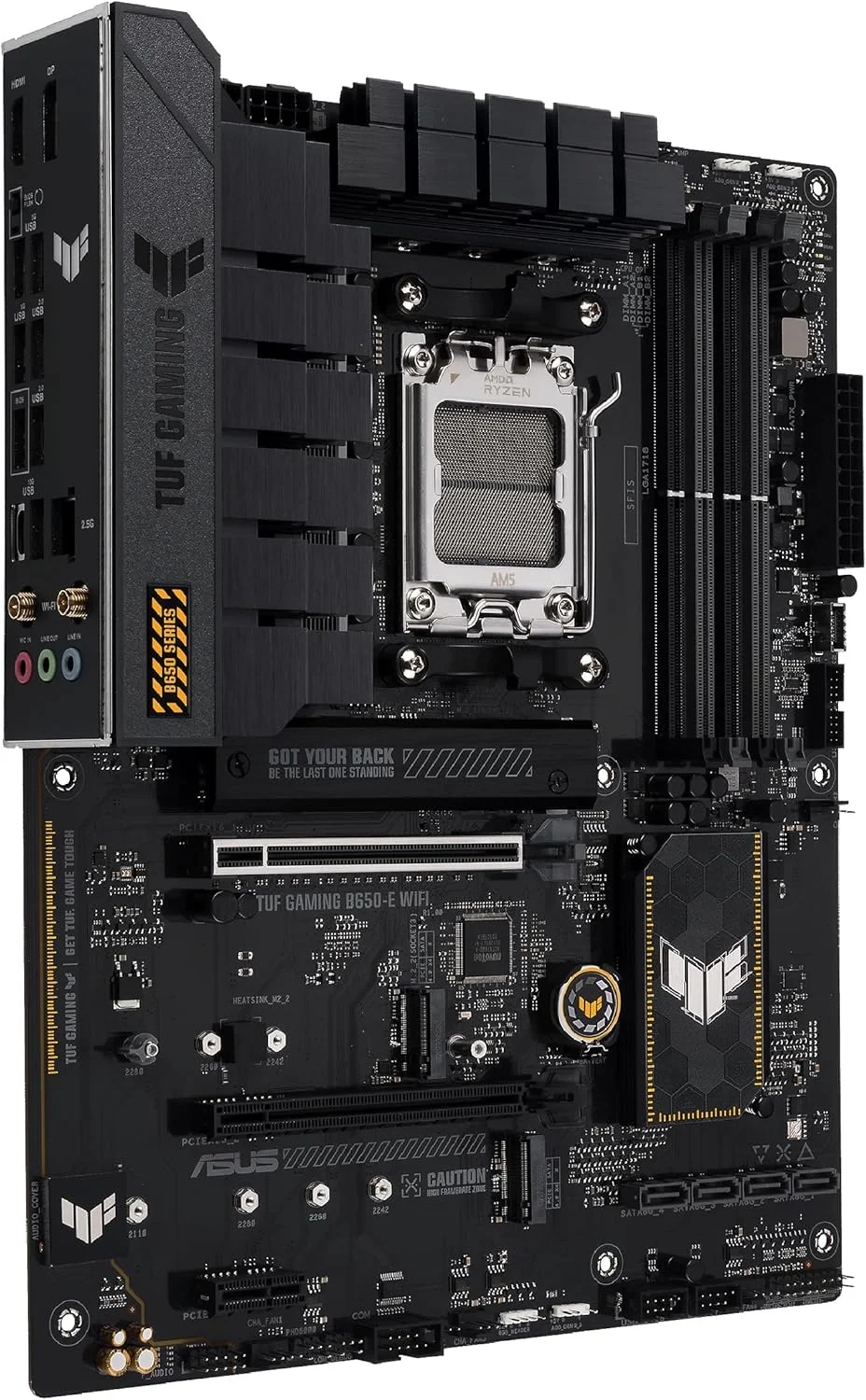 مادربرد ایسوس TUF Gaming B650-E WIFI AMD B650 AM5 DDR5 8000 DP HDMI 3x M2 USB3.2 WiFi 6E + BT AURA RGB 2.5Gbit LAN ATX ASUS TUF PROTECTION, ASUS Q-Design, Armoury Crate