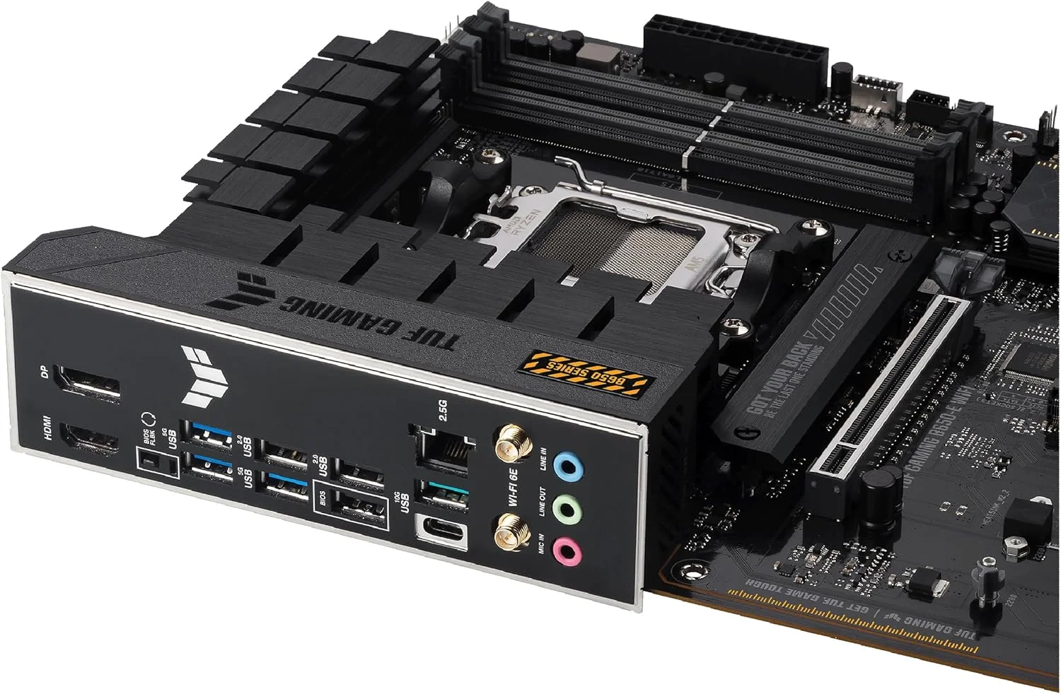 مادربرد ایسوس TUF Gaming B650-E WIFI AMD B650 AM5 DDR5 8000 DP HDMI 3x M2 USB3.2 WiFi 6E + BT AURA RGB 2.5Gbit LAN ATX ASUS TUF PROTECTION, ASUS Q-Design, Armoury Crate
