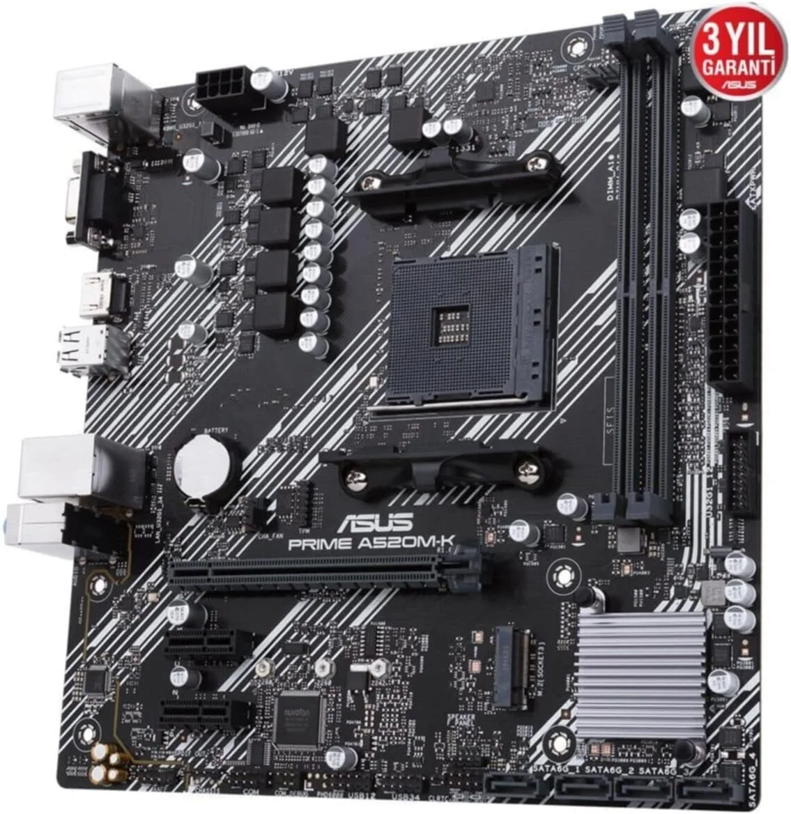 مادربرد ایسوس PRIME A520M-K (AMD A520) (Ryzen AM4) micro ATX با پشتیبانی از M.2، اترنت 1 گیگابیتی، HDMI/D-Sub، SATA 6 Gbps، USB 3.2 Gen 1 Type-A