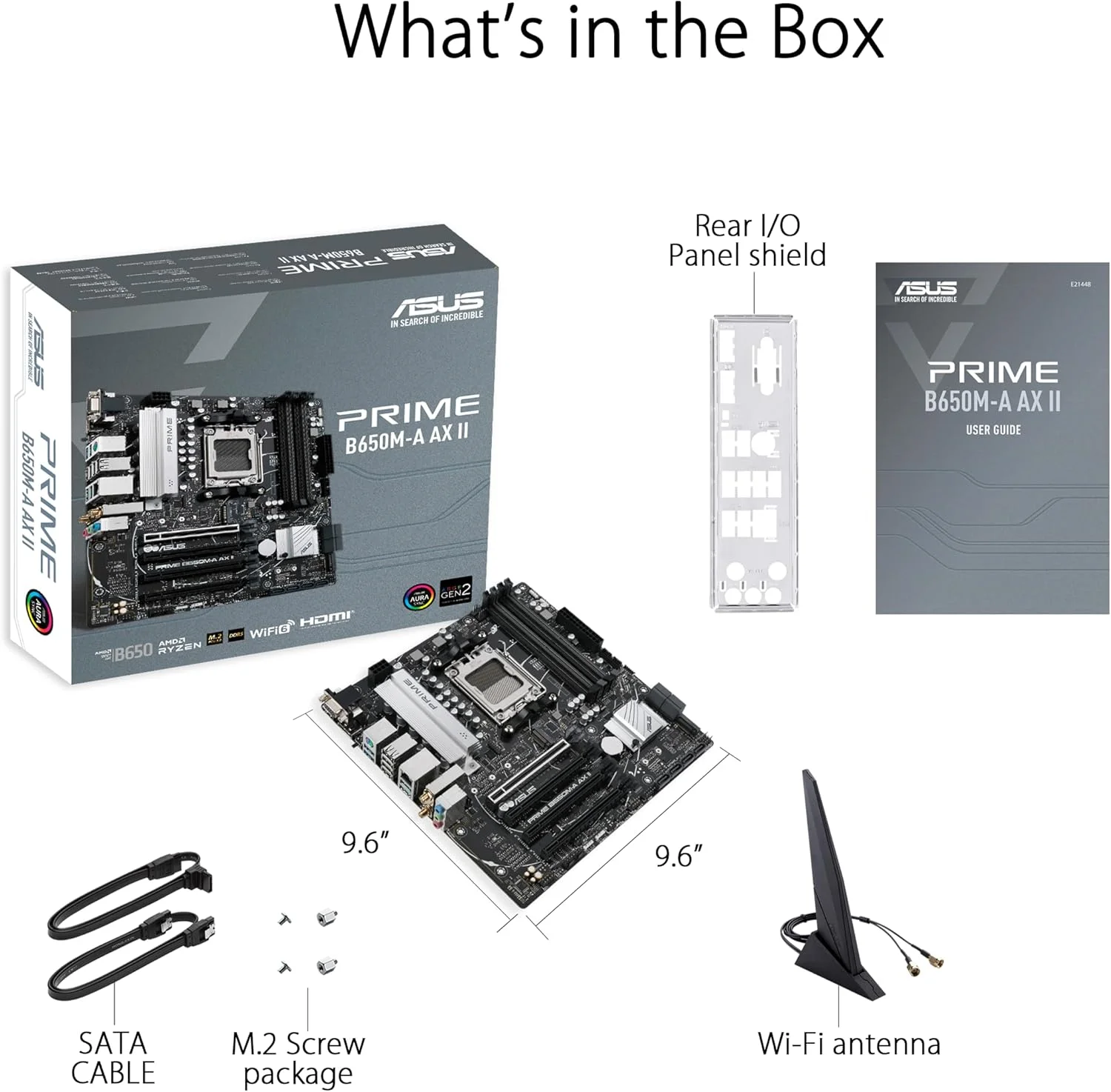 مادربرد ASUS Prime B650M-A AX II AMD B650 (Ryzen 7000) Micro-ATX (DDR5 6400+(OC), پشتیبانی از PCIe 5.0 M.2، شبکه 2.5Gb LAN، Wi-Fi 6، DisplayPort، HDMI، USB 3.2 Gen 2، USB 3.2 Gen 1 Type-C® جلویی، CEC Tier II ready)