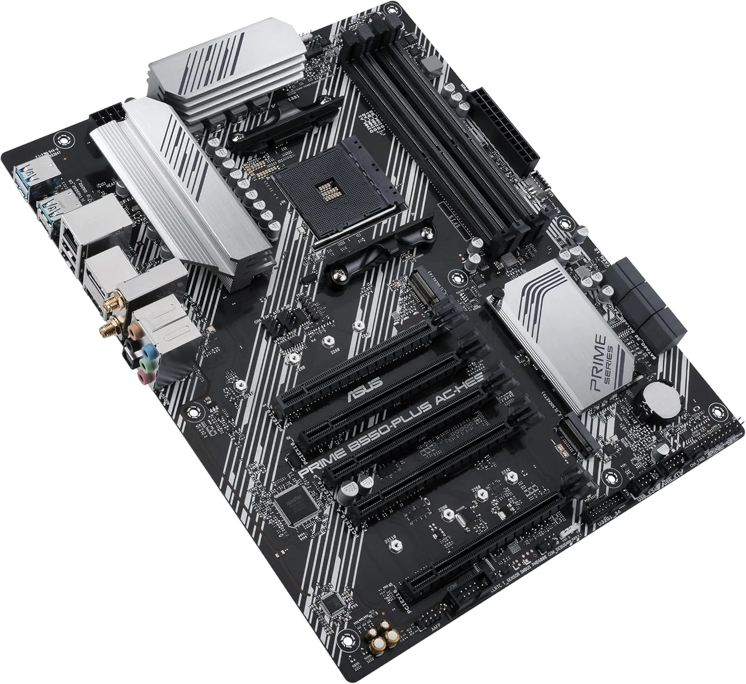 مادربرد ایسوس پرایم B550-PLUS AC-HES AMD AM4 (نسل سوم Ryzen) ATX (دوگانه M.2، PCIe4.0، WIFI5، اترنت 1 گیگابیتی، SATA 6 گیگابیت بر ثانیه، USB 3.2 Gen 2 Type-C، USB 3.2 Gen 1 Type-C جلو و CEC Tier II Ready)