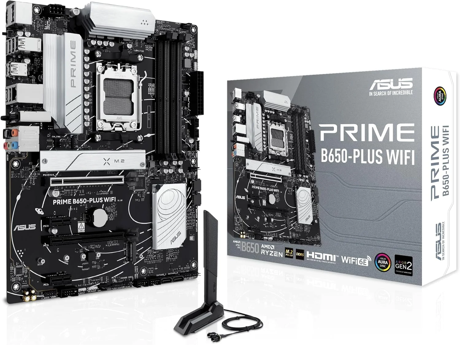 مادربرد ایسوس پرایم B650-PLUS WiFi AMD B650 AM5 Ryzen™ مناسب پردازنده‌های دسکتاپ سری 9000، 8000 و 7000، فرم فاکتور ATX، DDR5، PCIe 5.0 M.2، شبکه 2.5Gb LAN، WiFi 6E، HDMI™، SATA 6 Gbps، USB Type-C®، BIOS Flashback™، هدر Thunderbolt™ 4