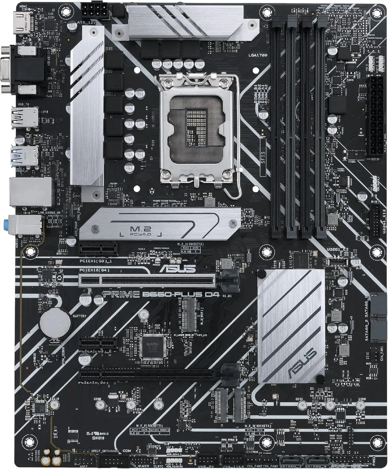 مادربرد ایسوس پرایم B660-PLUS D4 LGA 1700 (نسل دوازدهم اینتل) ATX (PCIe 4.0، DDR4، 3xM.2 Slots، 2.5Gb LAN، USB 3.2 Gen 2x2 Type-C در پنل پشتی، USB 3.2 Gen 1 Type-C در پنل جلویی، پشتیبانی از Thunderbolt 4 Header)