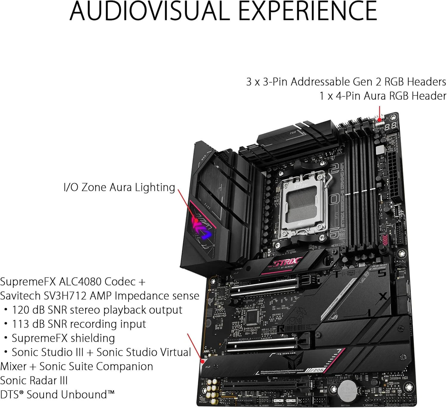 مادربرد ایسوس ROG Strix B650E-E Gaming WiFi AMD Ryzen AM5 ATX، دارای 16 + 2 فاز قدرت، DDR5، چهار اسلات M.2، PCIe 5.0، WiFi 6E، LAN 2.5G، Aura Sync RGB - مشکی