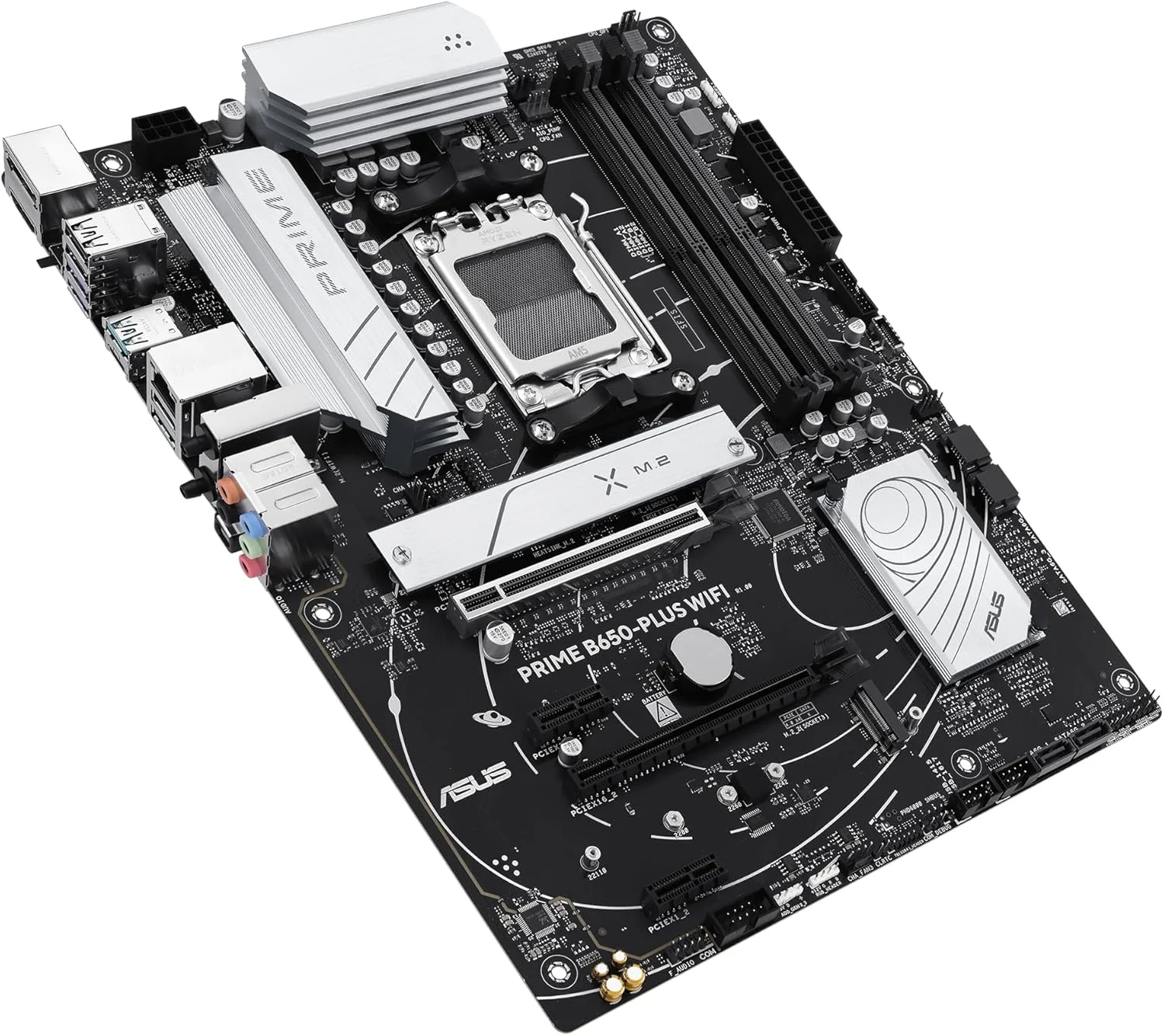 مادربرد ایسوس پرایم B650-PLUS WiFi AMD B650 AM5 Ryzen™ مناسب پردازنده‌های دسکتاپ سری 9000، 8000 و 7000، فرم فاکتور ATX، DDR5، PCIe 5.0 M.2، شبکه 2.5Gb LAN، WiFi 6E، HDMI™، SATA 6 Gbps، USB Type-C®، BIOS Flashback™، هدر Thunderbolt™ 4