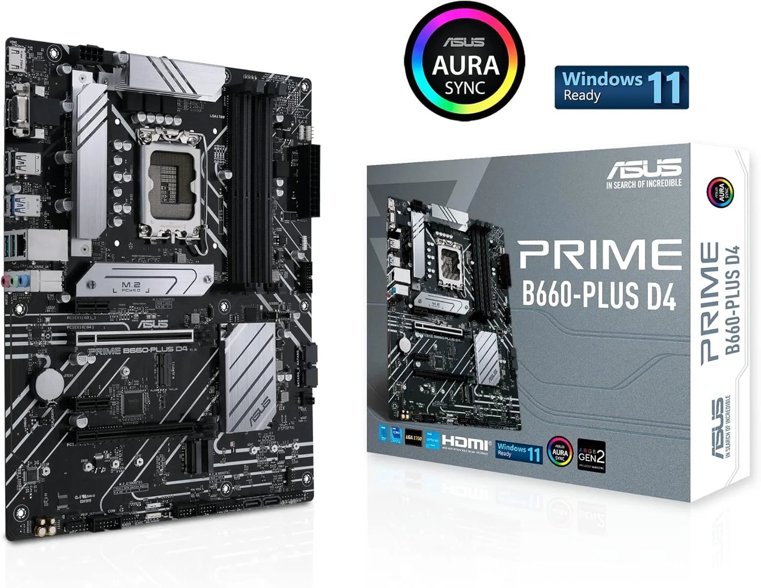 مادربرد ایسوس پرایم B660-PLUS D4 LGA 1700 (نسل دوازدهم اینتل) ATX (PCIe 4.0، DDR4، 3xM.2 Slots، 2.5Gb LAN، USB 3.2 Gen 2x2 Type-C در پنل پشتی، USB 3.2 Gen 1 Type-C در پنل جلویی، پشتیبانی از Thunderbolt 4 Header)