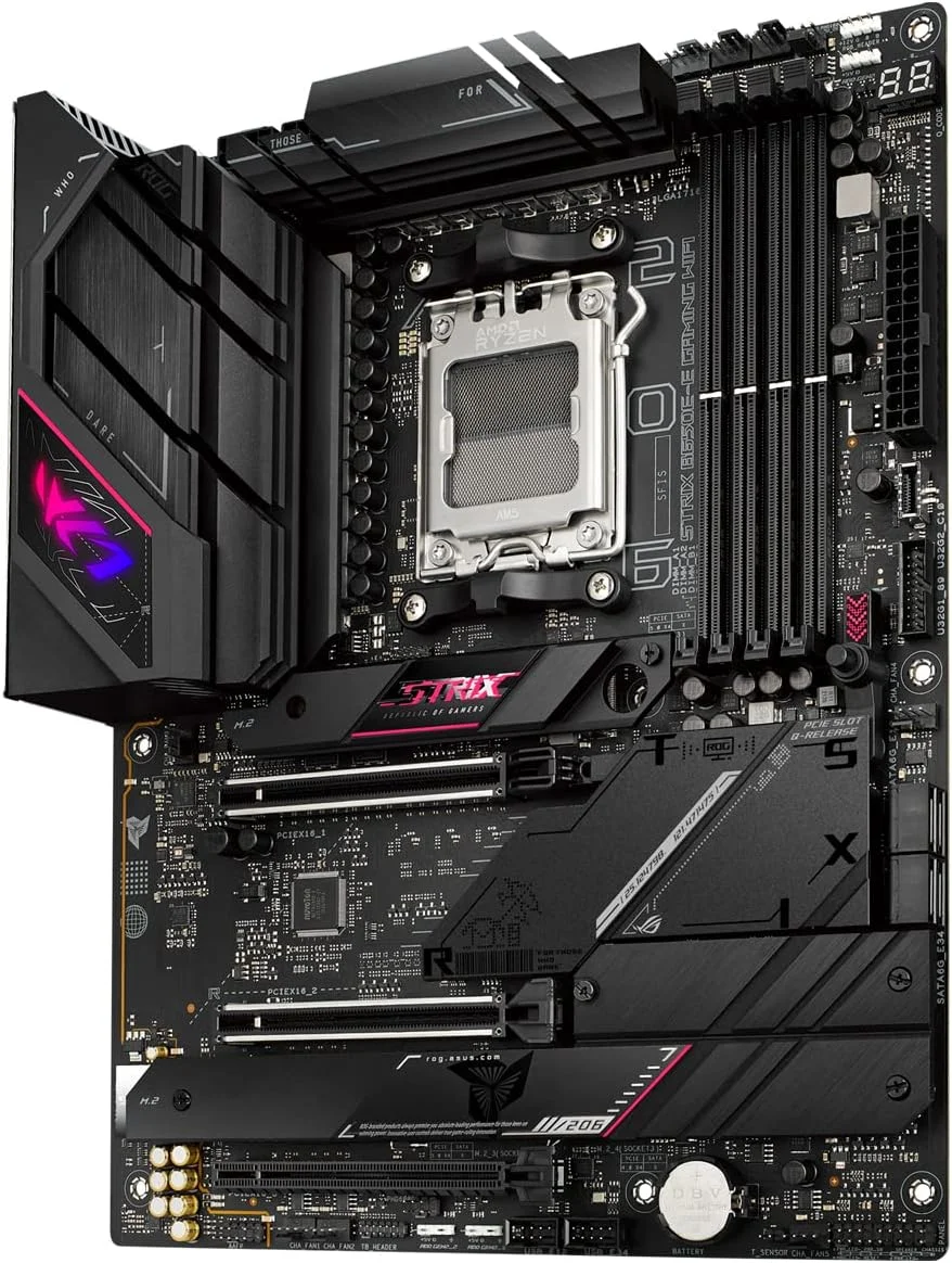 مادربرد ایسوس ROG Strix B650E-E Gaming WiFi AMD Ryzen AM5 ATX، دارای 16 + 2 فاز قدرت، DDR5، چهار اسلات M.2، PCIe 5.0، WiFi 6E، LAN 2.5G، Aura Sync RGB - مشکی