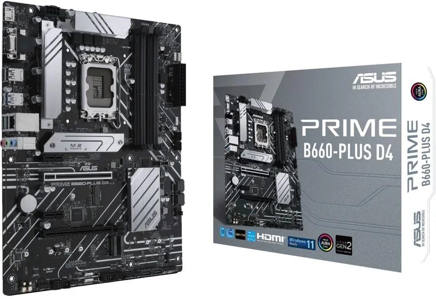 مادربرد ایسوس پرایم B660-PLUS D4 LGA 1700 (نسل دوازدهم اینتل) ATX (PCIe 4.0، DDR4، 3xM.2 Slots، 2.5Gb LAN، USB 3.2 Gen 2x2 Type-C در پنل پشتی، USB 3.2 Gen 1 Type-C در پنل جلویی، پشتیبانی از Thunderbolt 4 Header)