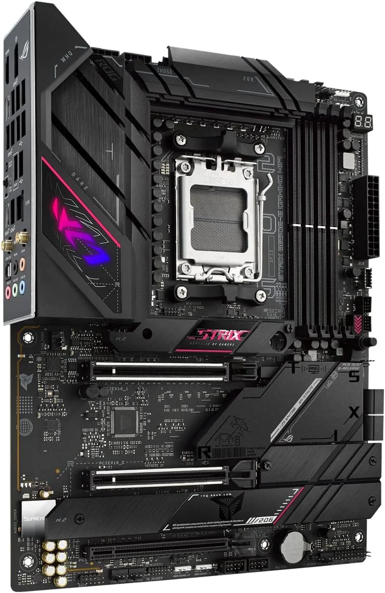 مادربرد ایسوس ROG Strix B650E-E Gaming WiFi AMD Ryzen AM5 ATX، دارای 16 + 2 فاز قدرت، DDR5، چهار اسلات M.2، PCIe 5.0، WiFi 6E، LAN 2.5G، Aura Sync RGB - مشکی