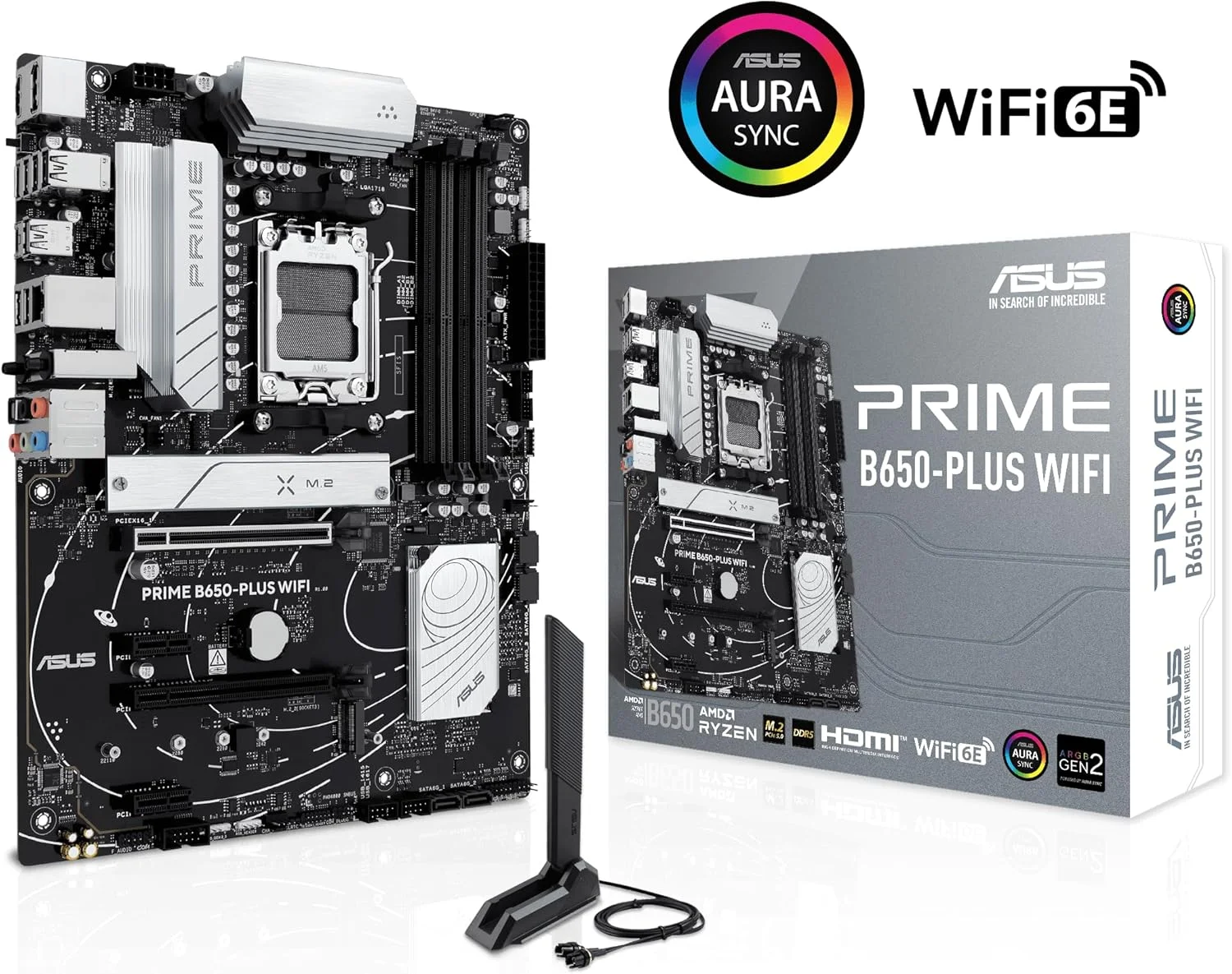 مادربرد ایسوس پرایم B650-PLUS WiFi AMD B650 AM5 Ryzen™ مناسب پردازنده‌های دسکتاپ سری 9000، 8000 و 7000، فرم فاکتور ATX، DDR5، PCIe 5.0 M.2، شبکه 2.5Gb LAN، WiFi 6E، HDMI™، SATA 6 Gbps، USB Type-C®، BIOS Flashback™، هدر Thunderbolt™ 4
