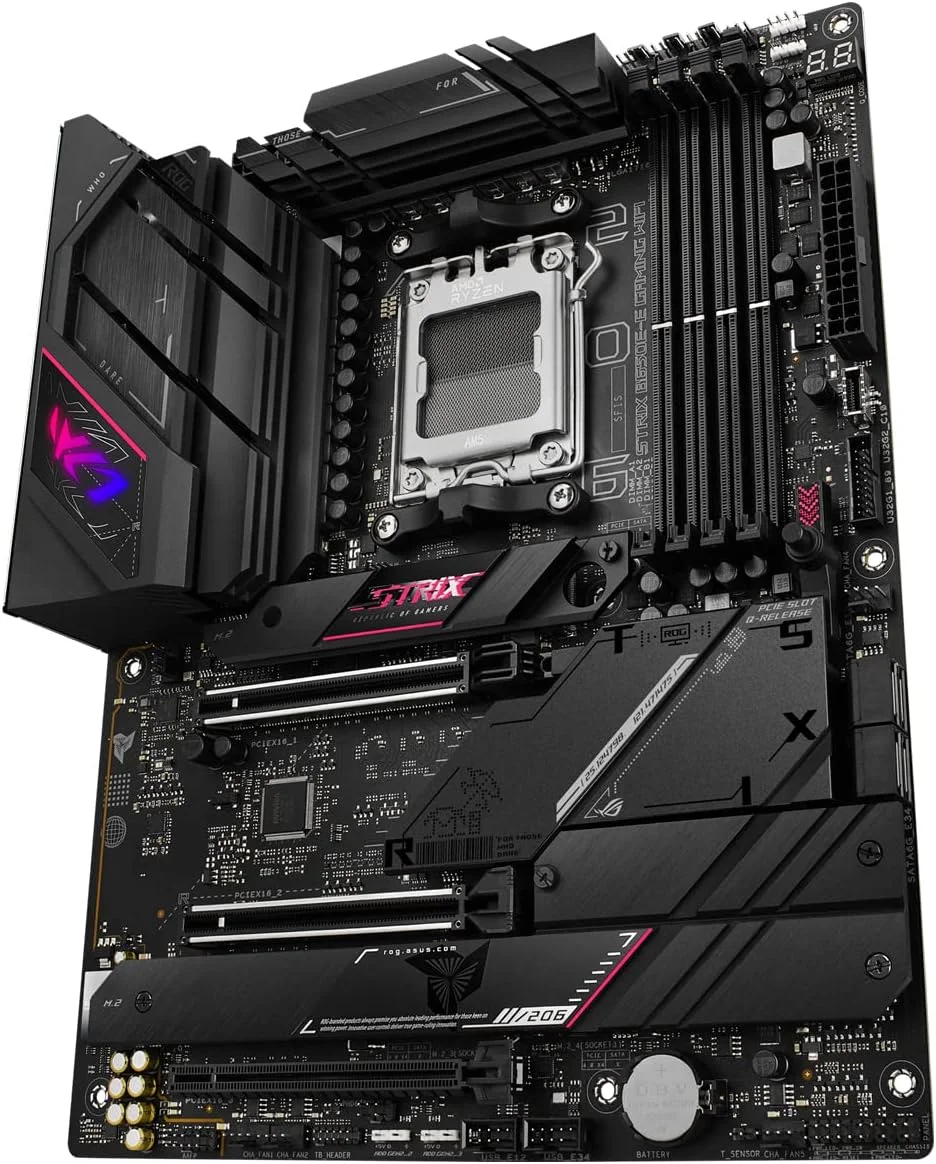 مادربرد ایسوس ROG Strix B650E-E Gaming WiFi AMD Ryzen AM5 ATX، دارای 16 + 2 فاز قدرت، DDR5، چهار اسلات M.2، PCIe 5.0، WiFi 6E، LAN 2.5G، Aura Sync RGB - مشکی