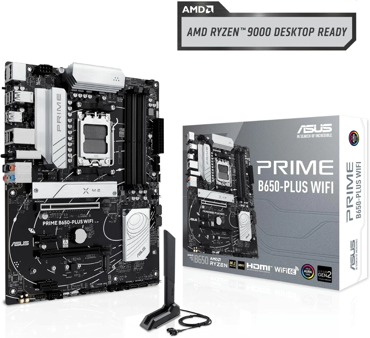 مادربرد ایسوس پرایم B650-PLUS WiFi AMD B650 AM5 Ryzen™ مناسب پردازنده‌های دسکتاپ سری 9000، 8000 و 7000، فرم فاکتور ATX، DDR5، PCIe 5.0 M.2، شبکه 2.5Gb LAN، WiFi 6E، HDMI™، SATA 6 Gbps، USB Type-C®، BIOS Flashback™، هدر Thunderbolt™ 4