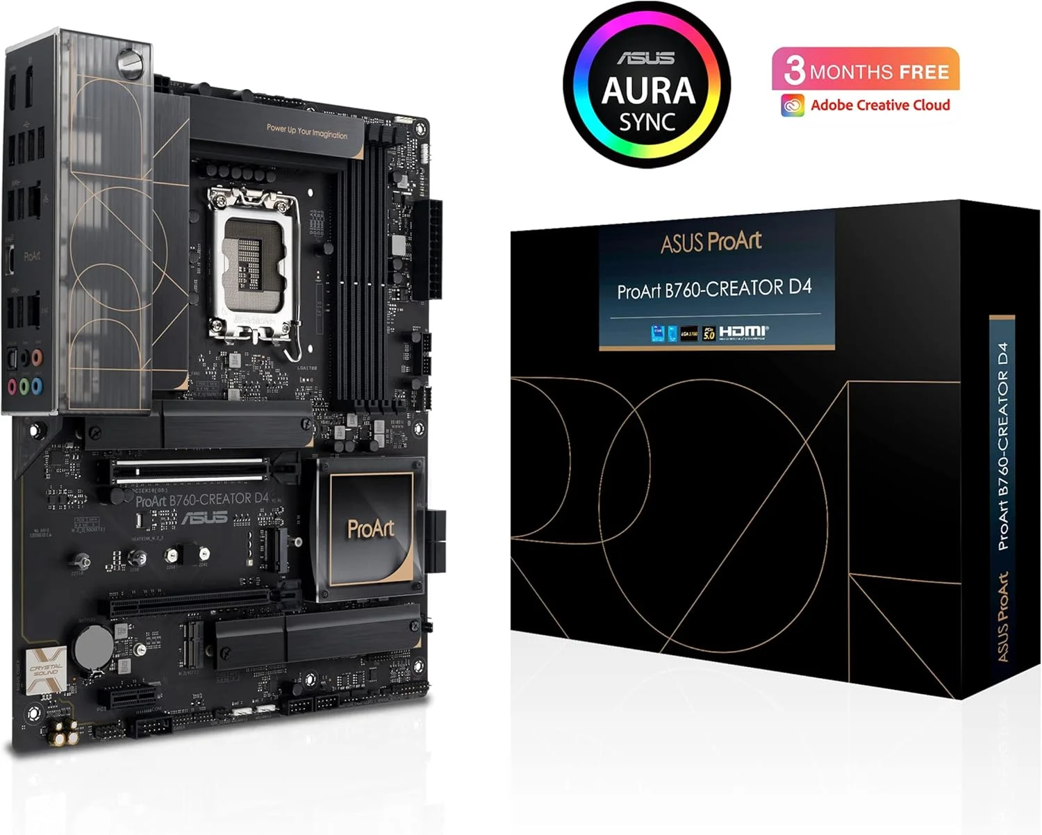 مادربرد ASUS ProArt B760-CREATOR D4 Intel LGA 1700 (نسل سیزدهم و دوازدهم) ATX مخصوص تولید محتوا، DDR4، PCIe 5.0، 3xM.2 Slots، LAN 2.5Gb & 1Gb، USB 3.2 Gen 2x2 Type-C در جلو، هدر Thunderbolt (USB4®)