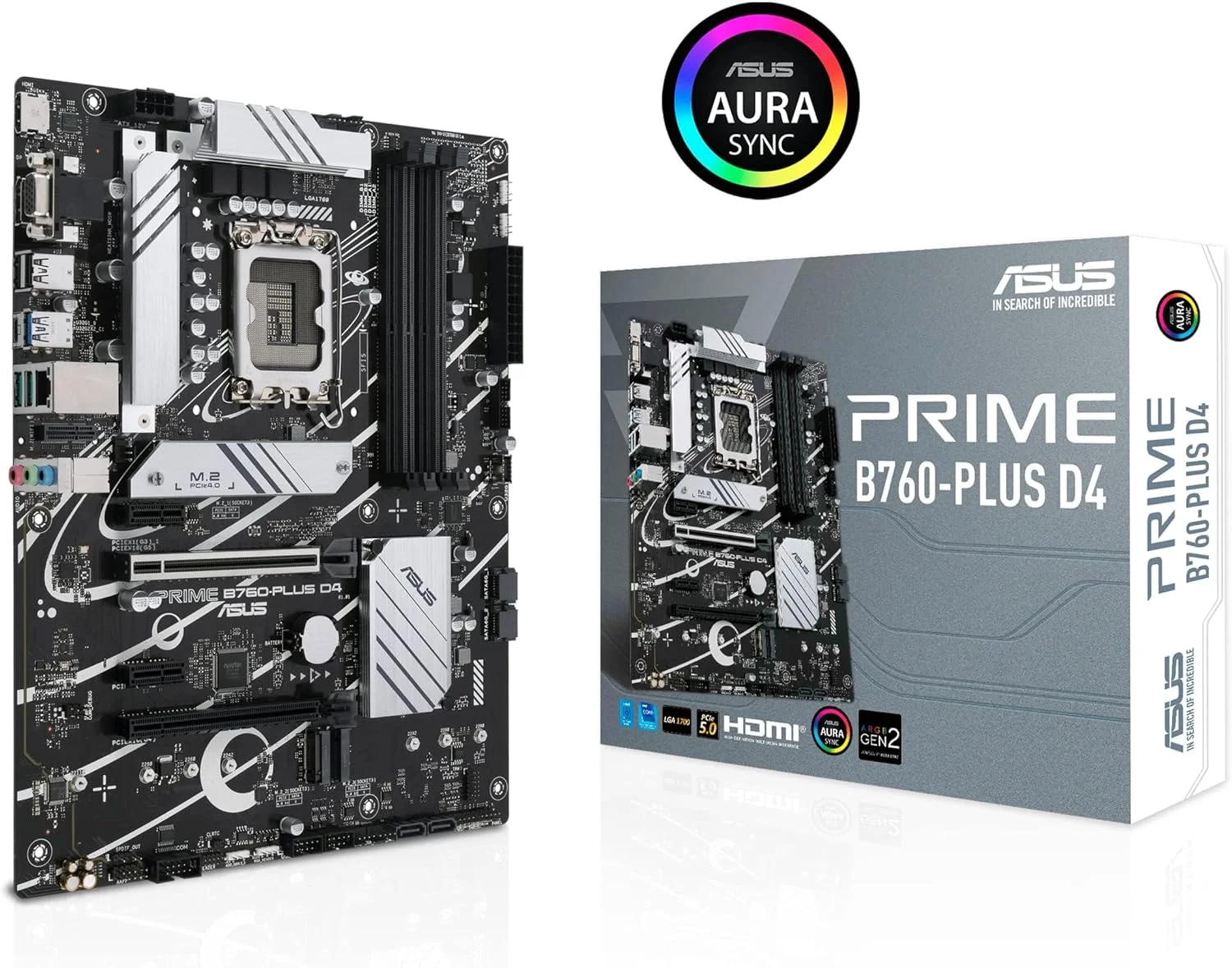 مادربرد ASUS Prime B760-PLUS D4 Intel (نسل سیزدهم و دوازدهم) LGA 1700 ATX، PCIe 5.0، 3 اسلات PCIe 4.0 M.2، DDR4، LAN 2.5Gb، DisplayPort، USB 3.2 Gen 2x2 Type-C، USB 3.2 Gen 1 Type-C جلویی، Thunderbolt (USB4®)