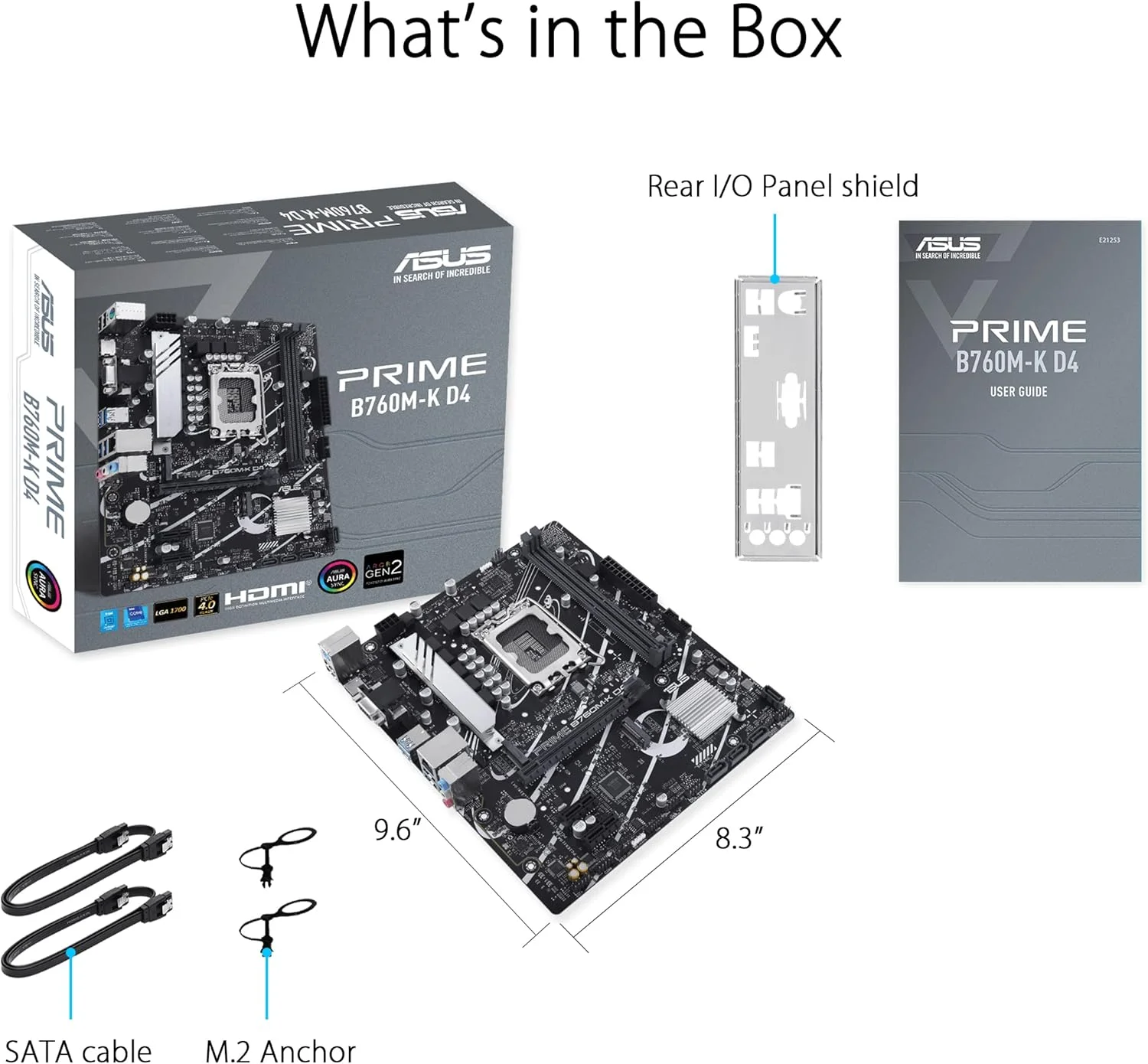 مادربرد ASUS Prime B760M-K D4 Intel® B760 (LGA 1700) (نسل سیزدهم و دوازدهم) mATX، PCIe 4.0، دو اسلات PCIe 4.0 M.2، DDR4، Realtek 2.5Gb Ethernet، HDMI®، SATA 6 Gbps، USB 3.2 Gen 1 جلو، Aura Sync