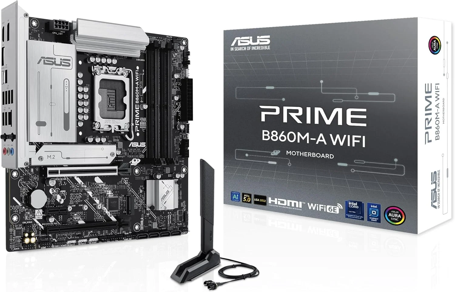 مادربرد گیمینگ ایسوس پرایم B860M-A WiFi سوکت اینتل LGA 1851 (اینتل B860، mATX، حافظه DDR5، PCIe 5.0، 1x PCIe 4.0 M.2، WiFi 6E، Aura Sync)