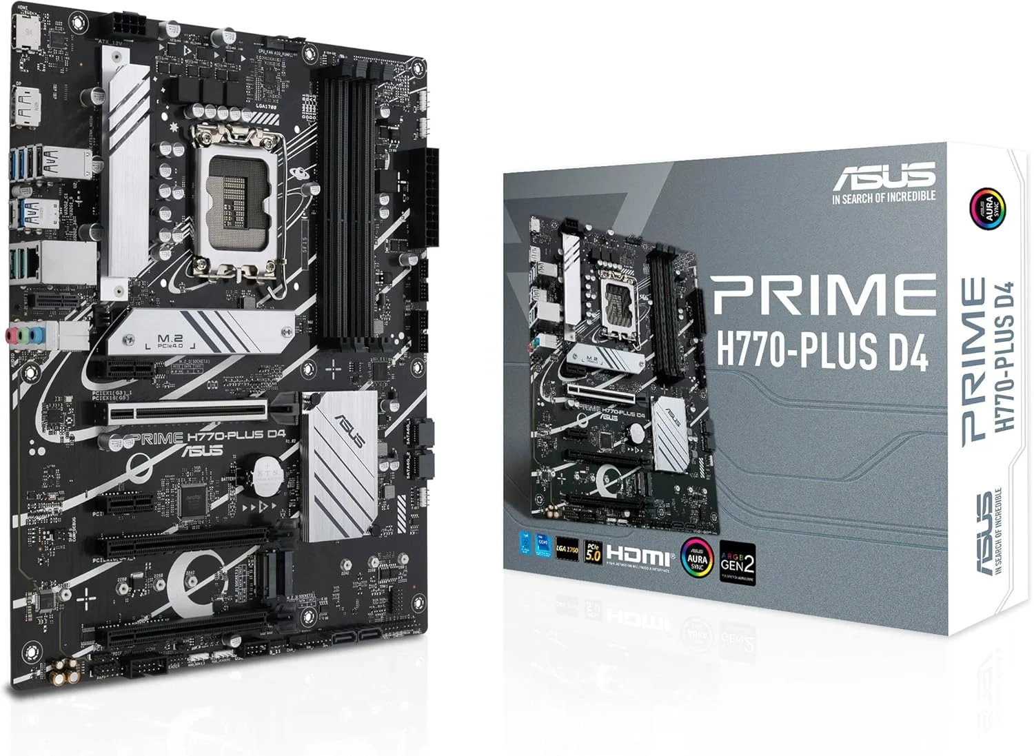 مادربرد ایسوس پرایم H770-PLUS D4 اینتل® H770 (نسل سیزدهم و دوازدهم) LGA 1700 ATX با PCIe 5.0، 3 اسلات PCIe 4.0 M.2، DDR4، LAN 2.5 گیگابیتی، DisplayPort، HDMI، USB 3.2 Gen 2 Type-C، پشتیبانی از Thunderbolt™ (USB4®)