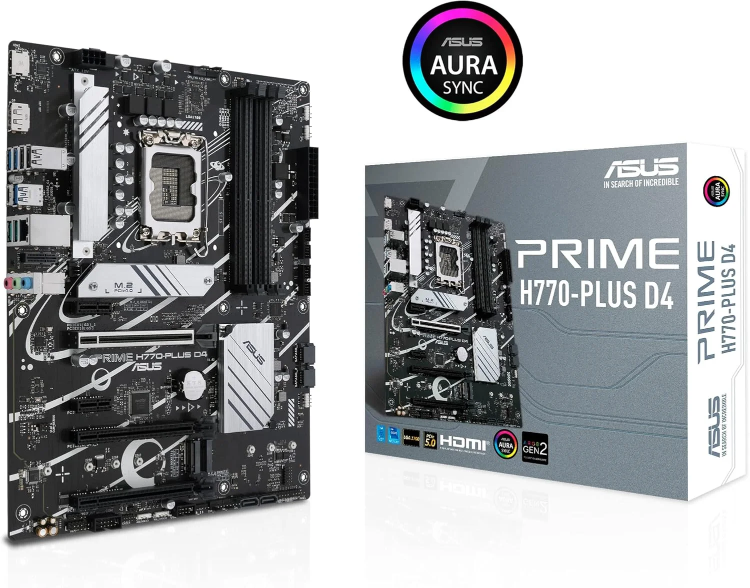 مادربرد ایسوس پرایم H770-PLUS D4 اینتل® H770 (نسل سیزدهم و دوازدهم) LGA 1700 ATX با PCIe 5.0، 3 اسلات PCIe 4.0 M.2، DDR4، LAN 2.5 گیگابیتی، DisplayPort، HDMI، USB 3.2 Gen 2 Type-C، پشتیبانی از Thunderbolt™ (USB4®)