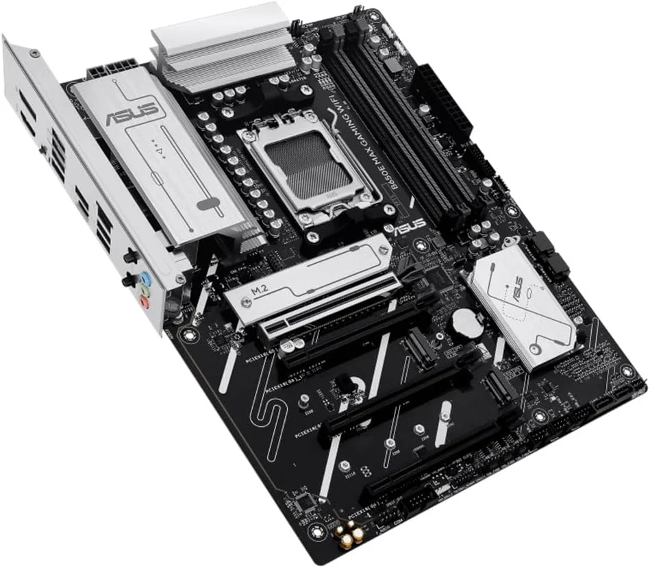 مادربرد ASUS B650E MAX GAMING WIFI، AMD ATX، توان 8+2+1 فاز، اسلات DDR5، PCIe 5.0، 3 اسلات M.2، Wi-Fi 6E، اترنت Realtek 2.5Gb، DisplayPort، HDMI، USB-A و USB-C 10Gbps، Aura Sync