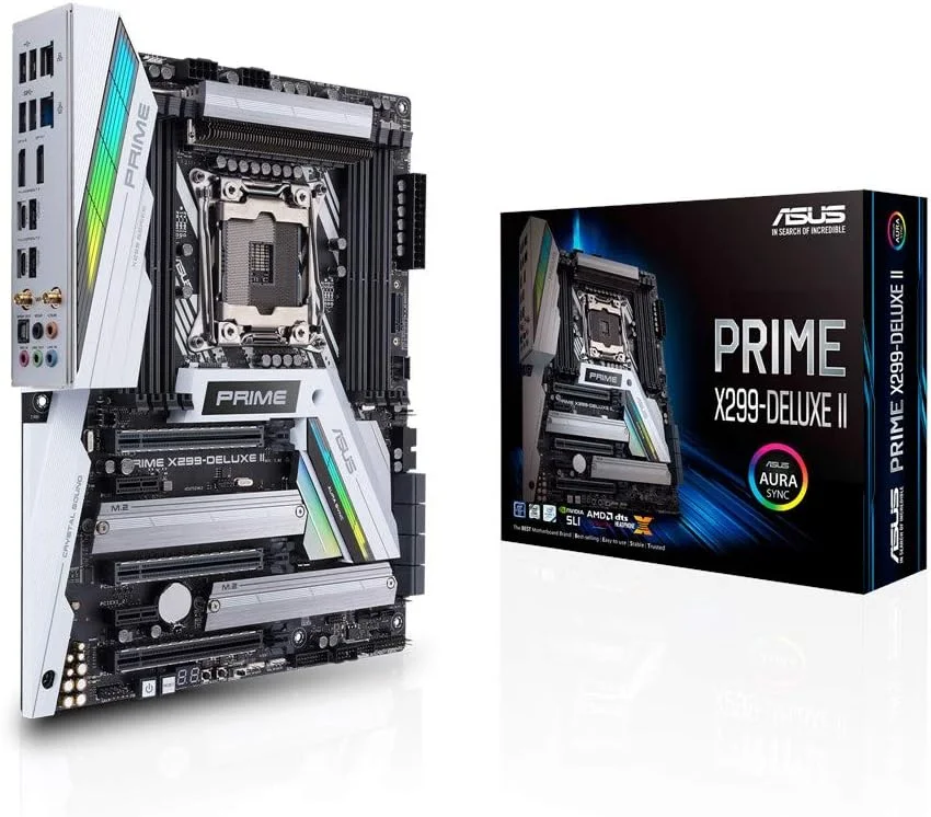 مادربرد ASUS PRIME X299-DELUXE II (INTEL X299) LGA 2066 ATX با طراحی VRM و هیت سینک M.2 بهبود یافته، DDR4 4266 (O.C.) مگاهرتز، Wi-Fi 802.11ac