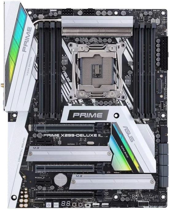 مادربرد ASUS PRIME X299-DELUXE II (INTEL X299) LGA 2066 ATX با طراحی VRM و هیت سینک M.2 بهبود یافته، DDR4 4266 (O.C.) مگاهرتز، Wi-Fi 802.11ac