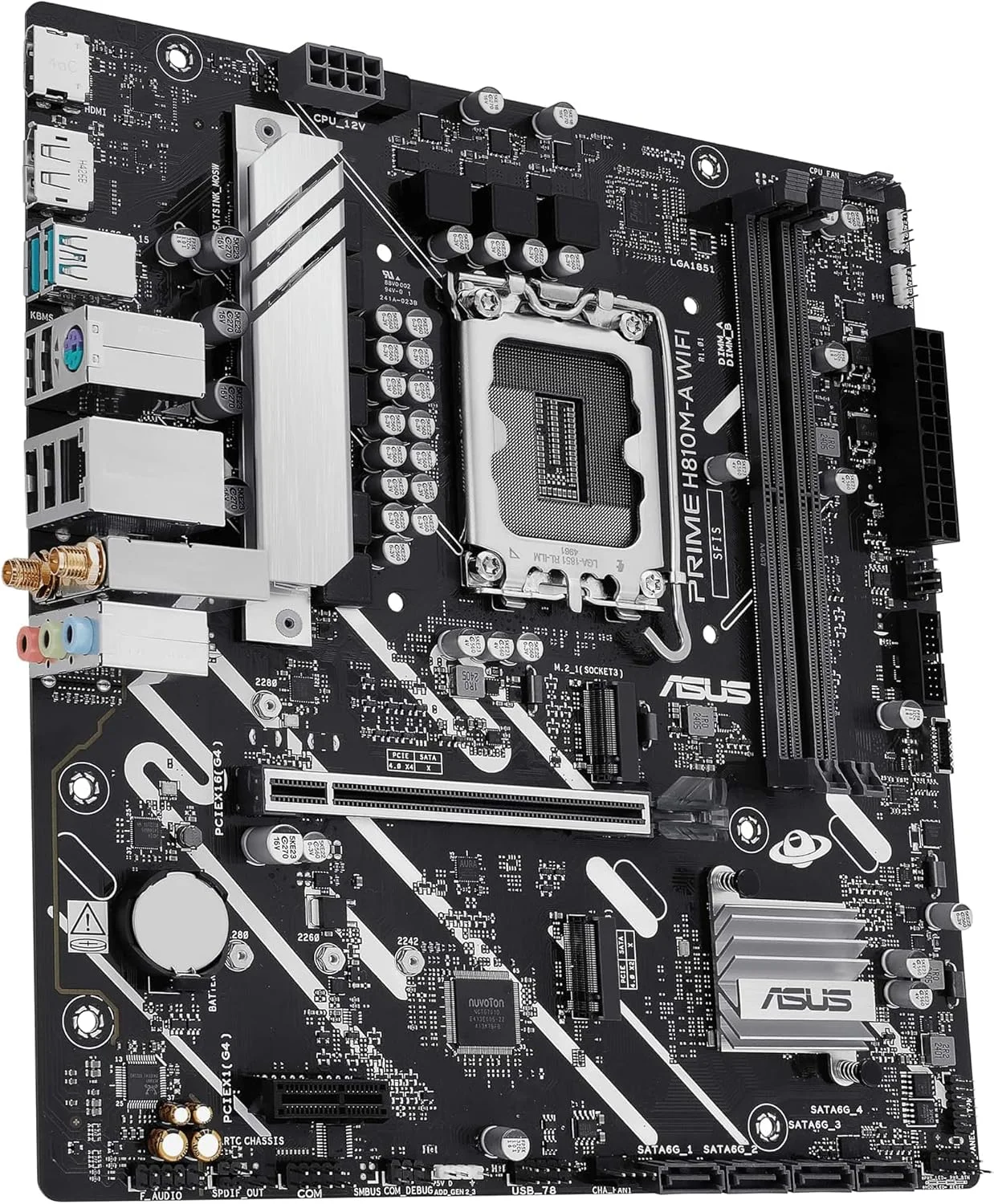 مادربرد ASUS PRIME H810M-A WIFI Micro-ATX: LGA1851 سری 2، 1 عدد PCIe 4.0 x16، طراحی قدرت دیجیتال 6+1+1+1 فاز، 2 عدد اسلات DIMM پشتیبانی از DDR5 کانال دوگانه، SafeSlot Core+ - مشکی مادربرد ASUS PRIME H810M-A WIFI Micro-ATX: LGA1851 سری 2، 1 عدد PCIe 4.0 x16، طراحی قدرت دیجیتال 6+1+1+1 فاز، 2 عدد اسلات DIMM پشتیبانی از DDR5 کانال دوگانه، SafeSlot Core+ - مشکی