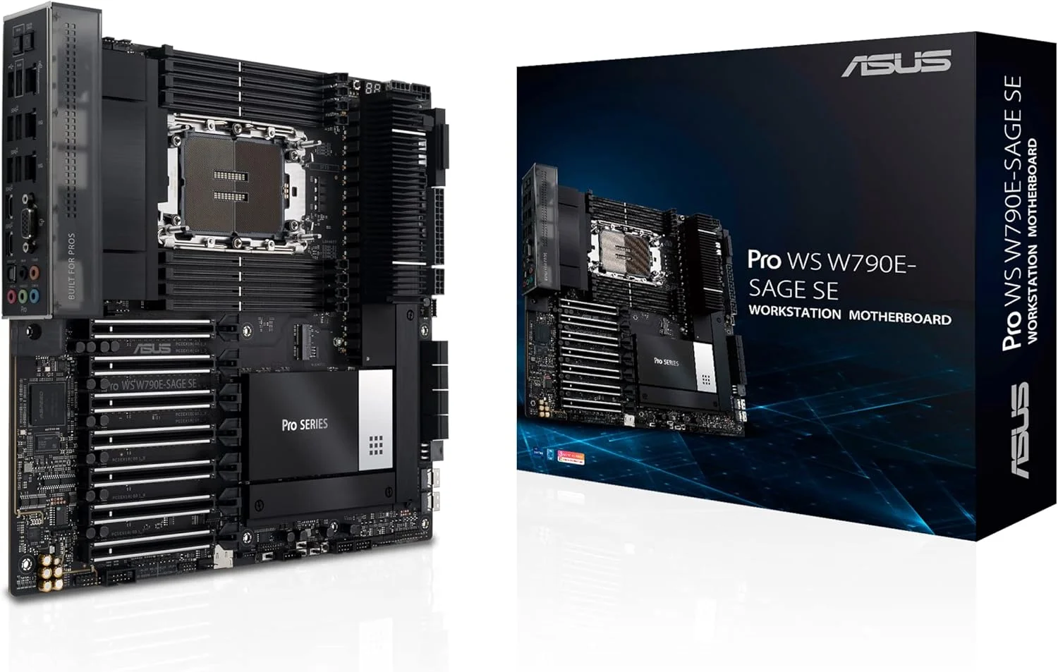 مادربرد ایسوس Pro WS W790 SAGE SE Intel LGA 4677 CEB، PCIe 5.0، 7 اسلات PCIe 5.0 x16، DDR5 R-DIMM، 2x10G BMC LAN، مدیریت از راه دور درجه سرور LAN، USB 3.2 Gen 2x2 Type-C® جلو و عقب، ACCE