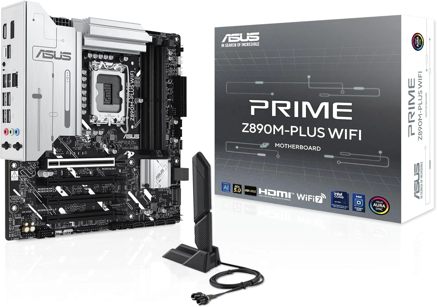 مادربرد ASUS PRIME Z890M-PLUS WIFI mATX: سوکت LGA1851، 4 اسلات DIMM، 3 اسلات M.2، 6 پورت SATA 6Gb/s، اترنت Realtek 2.5Gb، 8 پورت USB پشتی، 7 پورت USB جلویی، Aura Sync - مشکی