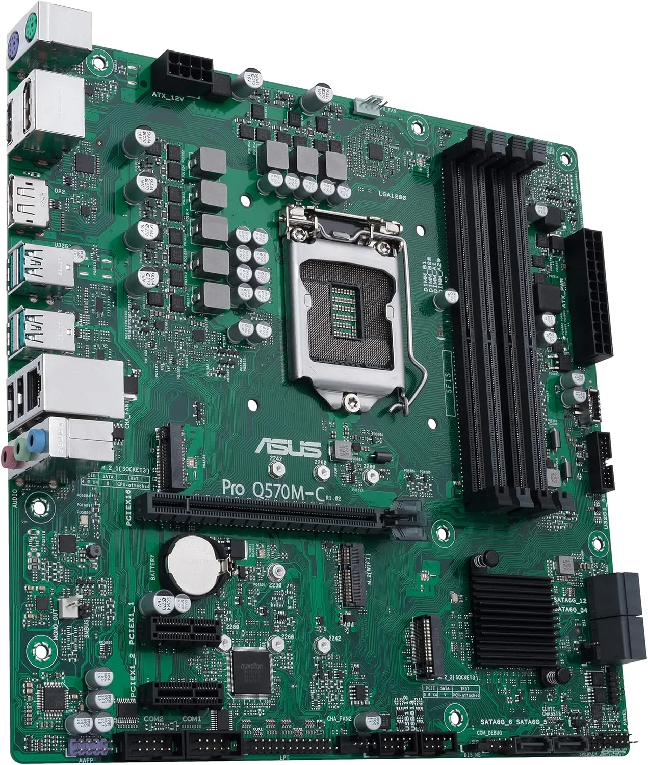 مادربرد تجاری ASUS Pro Q570M-C/CSM LGA1200 (نسل دهم و یازدهم اینتل) mATX (PCIe 4.0,1 LAN,USB 3.2 Type-C پنل جلو, Intel vPro,2X DP,TPM 2.0 IC,هدر دیباگ COM, بایوس خود ترمیم شونده, ACCE)