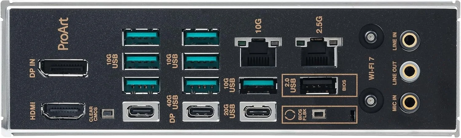 مادربرد ASUS ProArt X870E-CREATOR WiFi AMD AM5 X870E ATX با اسلات های PCIe® 5.0 x16 با پشتیبانی کامل از کارت گرافیک های نسل بعدی، 16+2+2 فاز قدرت، DDR5، دو پورت USB4®، LAN 10 گیگابیتی و 2.5 گیگابیتی، WiFi 7، چهار اسلات M.2
