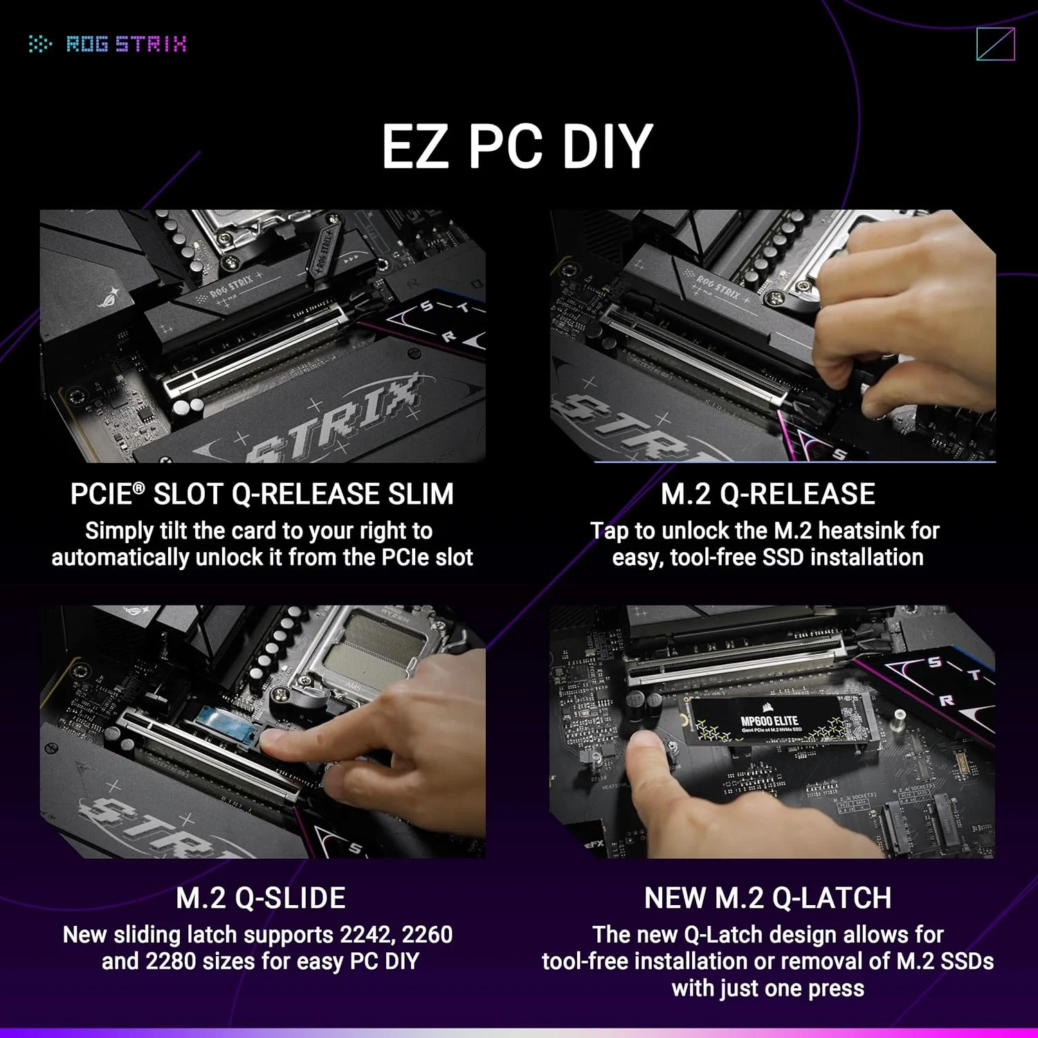 مادربرد ایسوس ROG Strix B850-F Gaming WiFi AMD AM5 B850-F ATX با 16+2+2 فاز قدرت، هوش مصنوعی کامپیوتر، DDR5 AEMP، WiFi 7، 4X M.2، PCIe® 5.0، پشتیبانی کامل از 19 پورت USB، Type-C® 20Gbps، شبکه هوش مصنوعی II، Aura Sync
