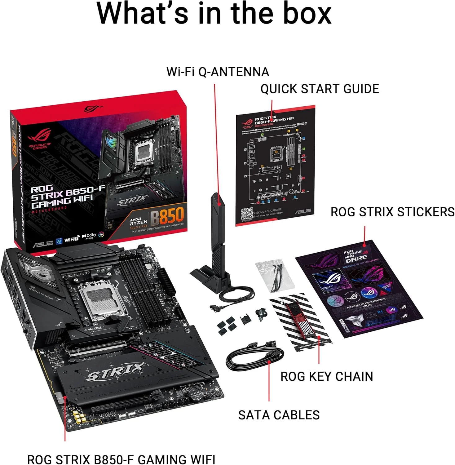 مادربرد ایسوس ROG Strix B850-F Gaming WiFi AMD AM5 B850-F ATX با 16+2+2 فاز قدرت، هوش مصنوعی کامپیوتر، DDR5 AEMP، WiFi 7، 4X M.2، PCIe® 5.0، پشتیبانی کامل از 19 پورت USB، Type-C® 20Gbps، شبکه هوش مصنوعی II، Aura Sync