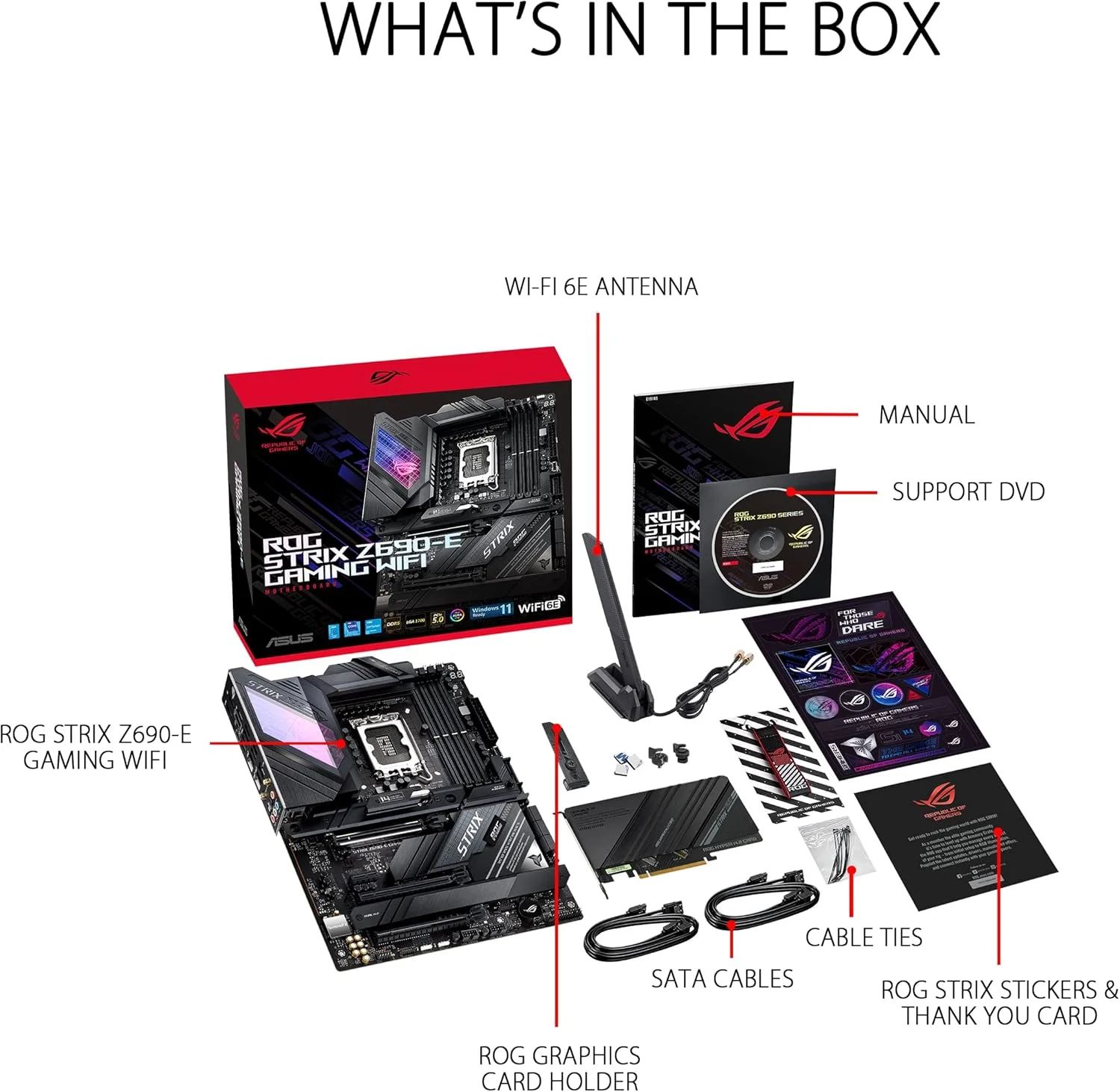 مادربرد گیمینگ ASUS ROG Strix Z690-E Gaming WiFi 6E LGA 1700 (نسل دوازدهم اینتل) ATX (PCIe 5.0، DDR5، LAN 2.5 گیگابیتی، Thunderbolt 4، 5xM.2، 1xPCIe 5.0 M.2، کارت ROG Hyper M.2، USB 3.2 Gen 2x2 Type-C پنل جلو)