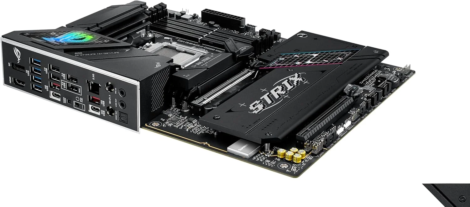 مادربرد ایسوس ROG Strix B850-F Gaming WiFi AMD AM5 B850-F ATX با 16+2+2 فاز قدرت، هوش مصنوعی کامپیوتر، DDR5 AEMP، WiFi 7، 4X M.2، PCIe® 5.0، پشتیبانی کامل از 19 پورت USB، Type-C® 20Gbps، شبکه هوش مصنوعی II، Aura Sync