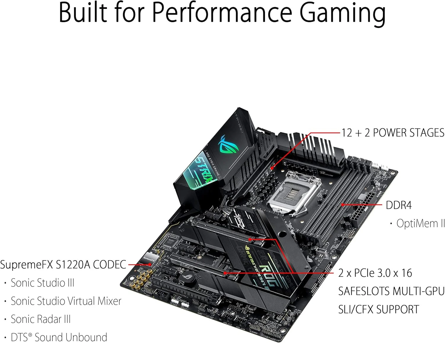 مادربرد گیمینگ ایسوس ROG Strix Z490-F با سوکت LGA 1200، پشتیبانی از DDR4 (4600 O.C.)، فرم فاکتور ATX، براکت فن اختصاصی، 2 اسلات M.2، اترنت 2.5 گیگابیتی و خنک کننده هوش مصنوعی برای اورکلاکینگ