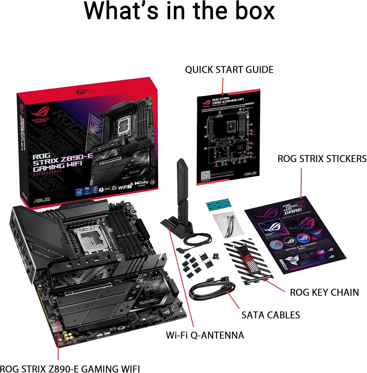 مادربرد ASUS ROG Strix Z890-E Gaming WiFi Intel® Z890 LGA 1851 ATX، مجهز به هوش مصنوعی پیشرفته، 18+2+1+2 فاز، DDR5، WiFi 7، 7X M.2، Thunderbolt™ 4، USB Type-C®، اورکلاک هوش مصنوعی، خنک کننده و شبکه