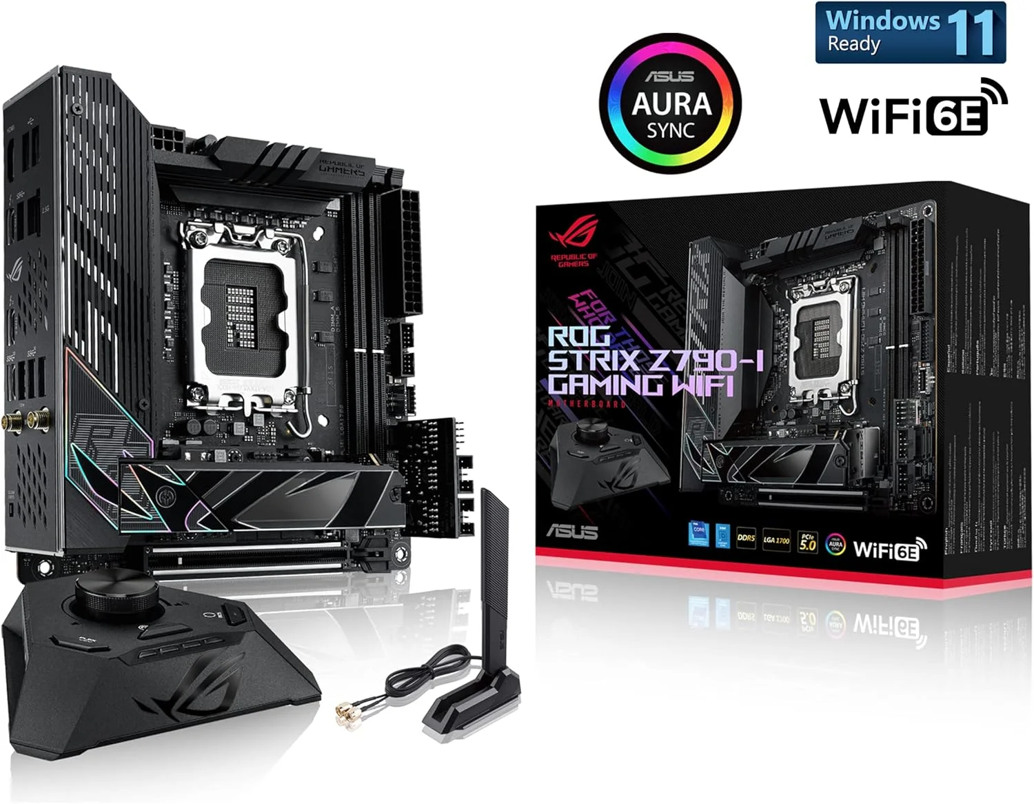 مادربرد گیمینگ ASUS ROG Strix Z790-I Gaming WiFi 6E LGA 1700 (نسل سیزدهم و دوازدهم اینتل) mini-ITX (PCIe 5.0, DDR5, 10+1 فاز قدرت, Thunderbolt 4, 2.5GbLAN, USB 3.2 Gen 2x2 پنل جلویی Type-C, 2x M.2/NVMe SSD)