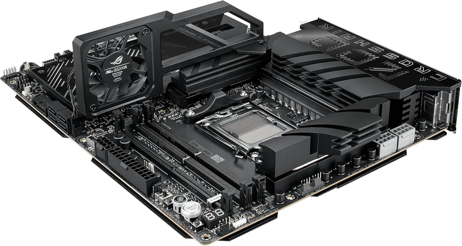 مادربرد ایسوس ROG Crosshair X870E APEX AMD X870E AM5 ATX، مجهز به هوش مصنوعی پیشرفته، 18+2+2 فاز، DDR5، فن حافظه ROG، کارت ROG DIMM.2، Wi-Fi 7، شبکه 5G، 3X M.2، PCIe® 5.0، USB4®، USB Type-C®، اورکلاک هوش مصنوعی