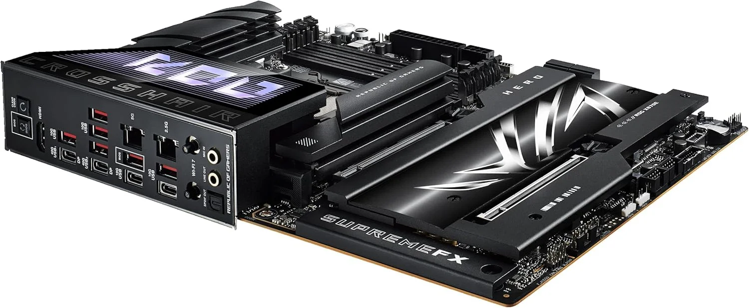 مادربرد ASUS ROG Crosshair X870E Hero AMD X870E AM5 ATX، آماده برای رایانه شخصی هوش مصنوعی پیشرفته، 18+2+2 مراحل قدرت، DDR5، PCIe® 5.0، 5X M.2، Wi-Fi 7، USB4®، اورکلاک هوش مصنوعی، Core Flex، PCIe Slot Q-Release Slim