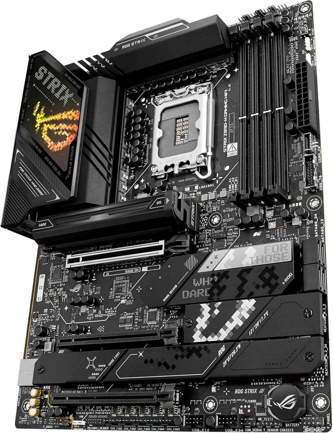 مادربرد ASUS ROG Strix Z890-H Gaming WiFi Z890 LGA 1851 ATX، آماده برای پردازنده های Intel® Core™ Ultra Series 2، دارای هوش مصنوعی پیشرفته، 16+2+1+2 فاز، DDR5، LAN 5Gb، WiFi 7، 4X M.2، PCIe 5.0، USB Type-C®، AI OC