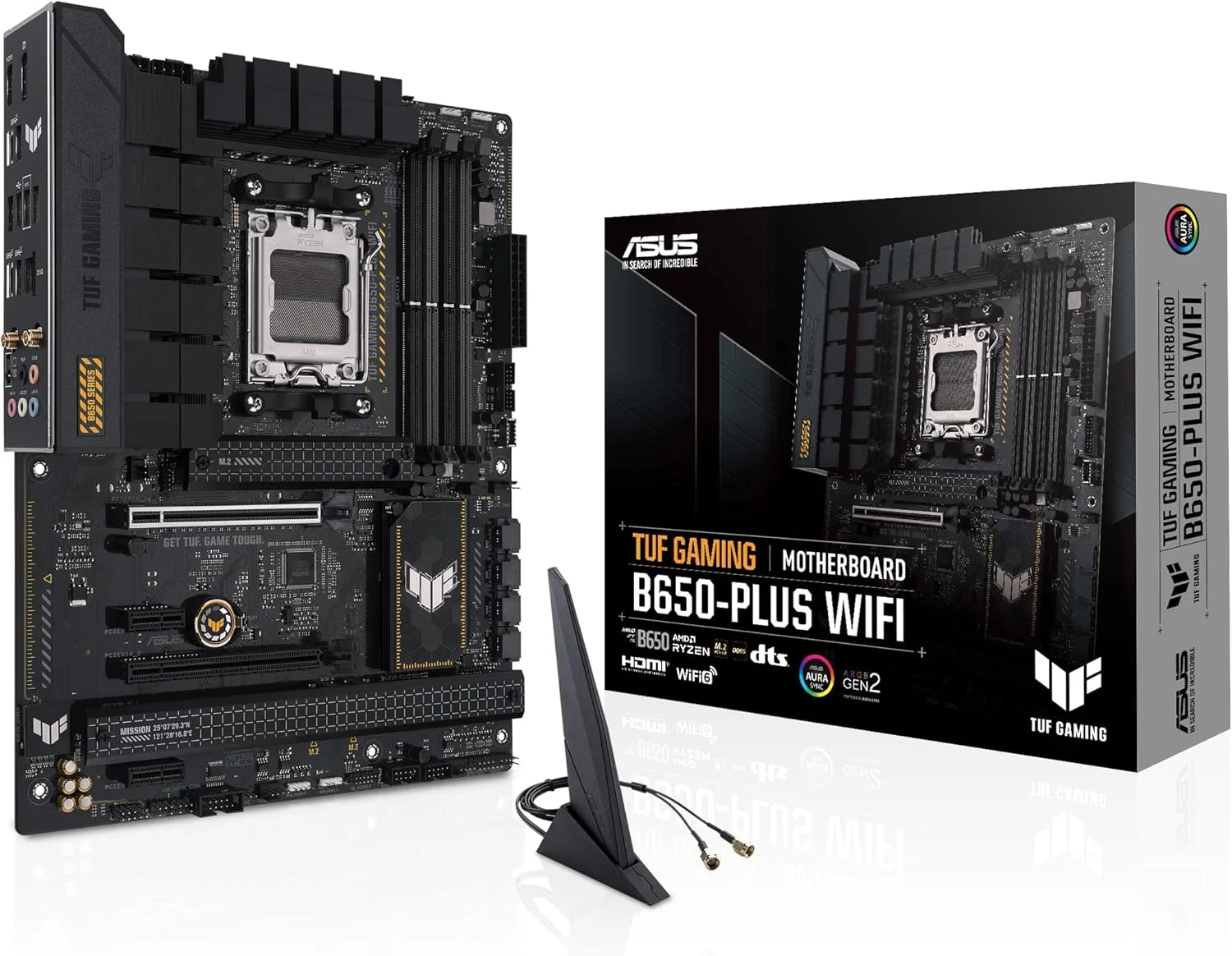 مادربرد گیمینگ ایسوس TUF Gaming B650-PLUS WiFi سوکت AM5 (LGA 1718) Ryzen 7000 ATX (14 فاز قدرت، پشتیبانی از PCIe® 5.0 M.2، حافظه DDR5، اترنت 2.5 گیگابیتی، WiFi 6، پشتیبانی از USB4® و Aura Sync)